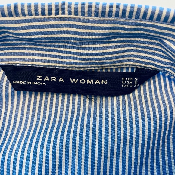 Zara Woman Blue and Black Embroidered Button Down Shirt - Picture 6 of 8
